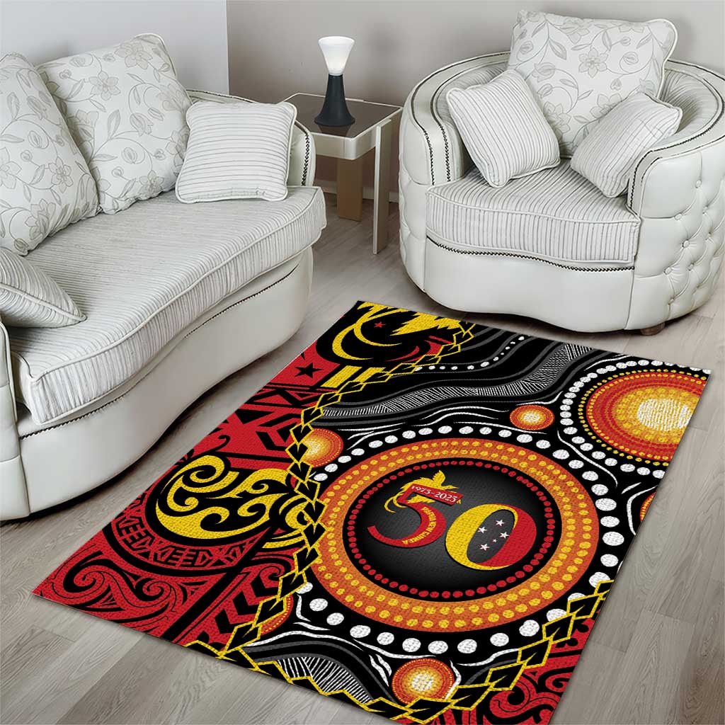 Celebrating 50 Years Papua New Guinea Area Rug Aboriginal Mix Papuan Pattern LT14 - Polynesian Pride