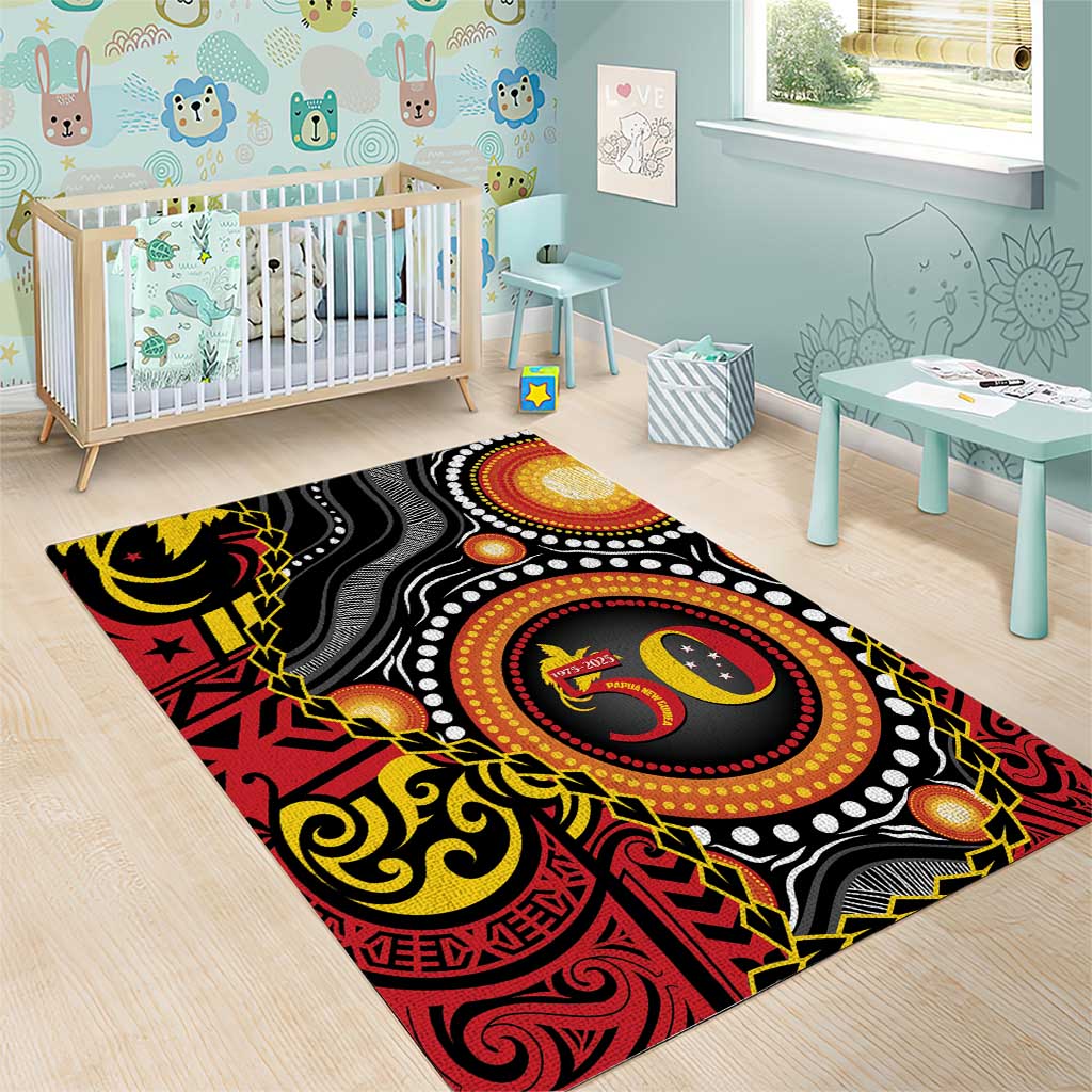 Celebrating 50 Years Papua New Guinea Area Rug Aboriginal Mix Papuan Pattern LT14 - Polynesian Pride