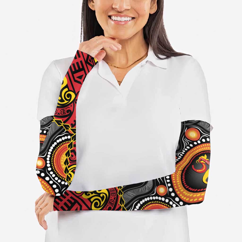Celebrating 50 Years Papua New Guinea Arm Sleeves Aboriginal Mix Papuan Pattern LT14 - Polynesian Pride
