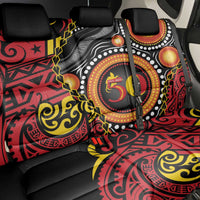 Celebrating 50 Years Papua New Guinea Back Car Seat Cover Aboriginal Mix Papuan Pattern - Polynesian Pride