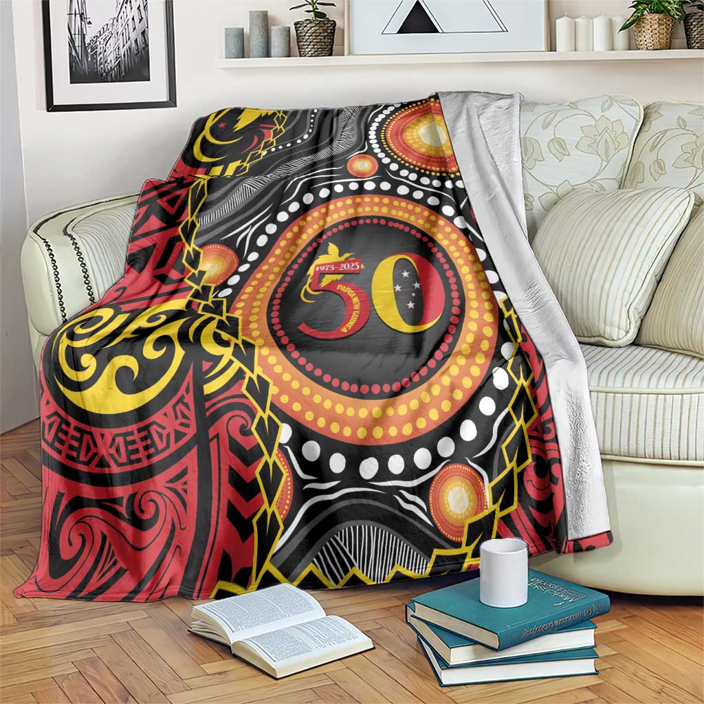 Celebrating 50 Years Papua New Guinea Blanket Aboriginal Mix Papuan Pattern - Polynesian Pride