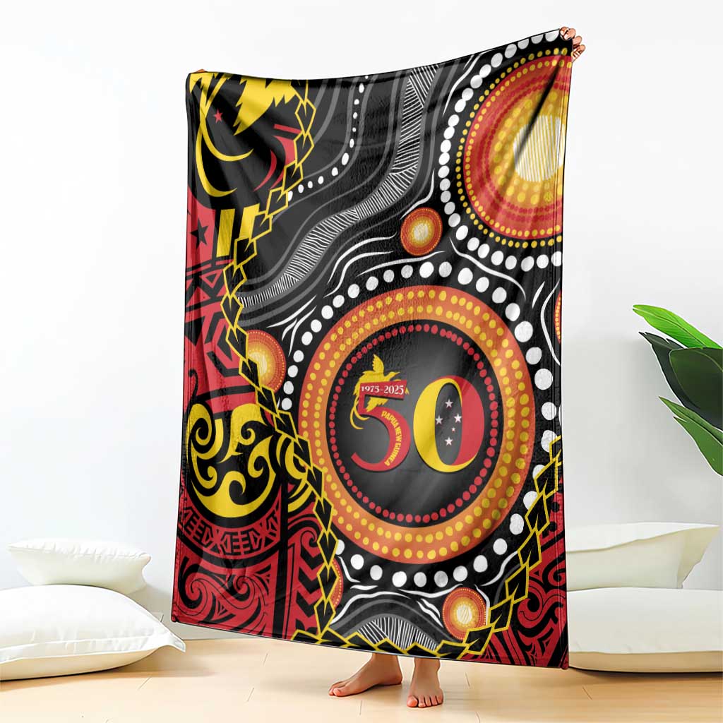 Celebrating 50 Years Papua New Guinea Blanket Aboriginal Mix Papuan Pattern - Polynesian Pride