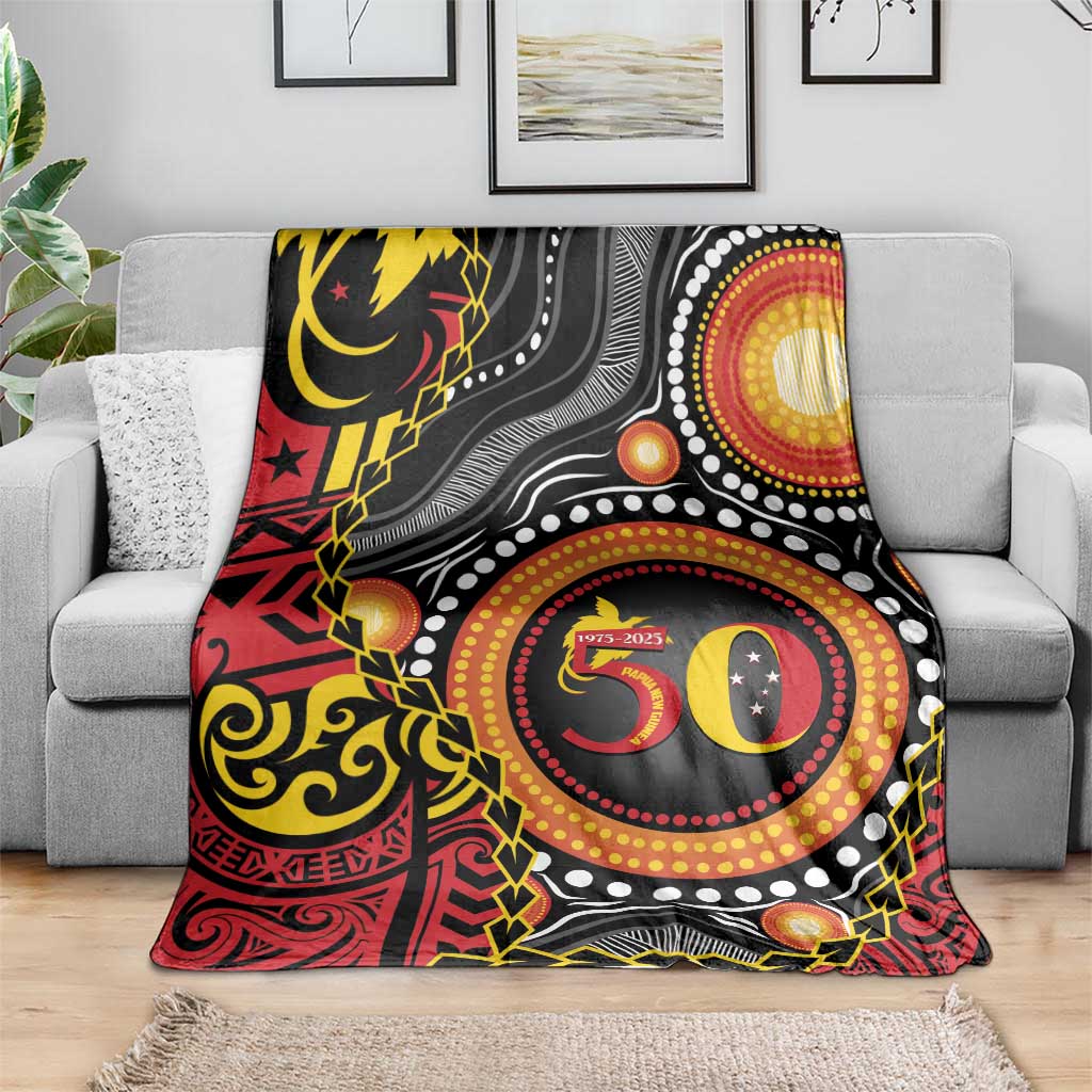 Celebrating 50 Years Papua New Guinea Blanket Aboriginal Mix Papuan Pattern - Polynesian Pride