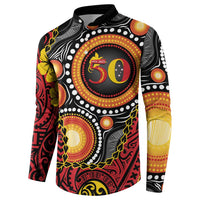 Celebrating 50 Years Papua New Guinea Button Sweatshirt Aboriginal Mix Papuan Pattern LT14 - Polynesian Pride