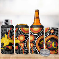 Celebrating 50 Years Papua New Guinea 4 in 1 Can Cooler Tumbler Aboriginal Mix Papuan Pattern - Polynesian Pride