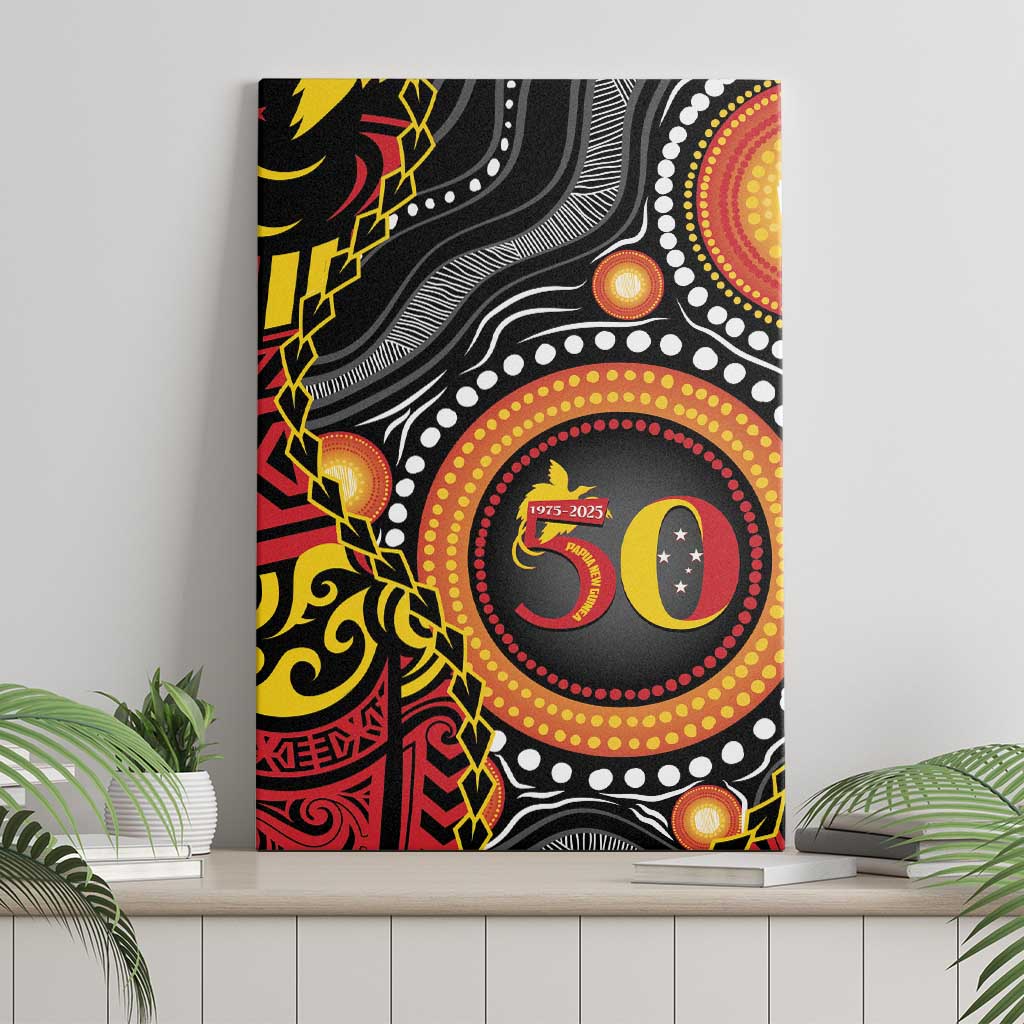 Celebrating 50 Years Papua New Guinea Canvas Wall Art Aboriginal Mix Papuan Pattern - Polynesian Pride