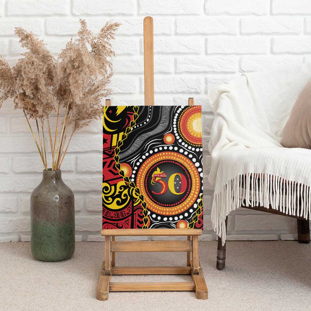 Celebrating 50 Years Papua New Guinea Canvas Wall Art Aboriginal Mix Papuan Pattern - Polynesian Pride