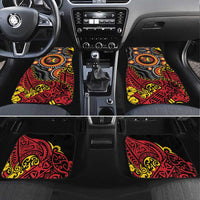 Celebrating 50 Years Papua New Guinea Car Mats Aboriginal Mix Papuan Pattern LT14 Set 4pcs Red - Polynesian Pride