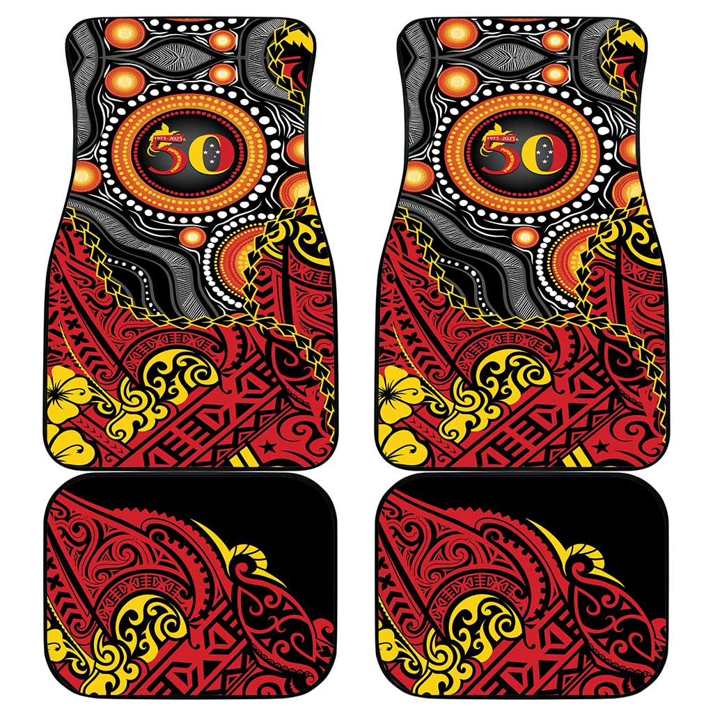 Celebrating 50 Years Papua New Guinea Car Mats Aboriginal Mix Papuan Pattern LT14 - Polynesian Pride
