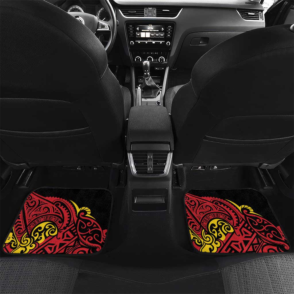 Celebrating 50 Years Papua New Guinea Car Mats Aboriginal Mix Papuan Pattern LT14 Set 2pcs - Back Red - Polynesian Pride