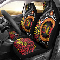 Celebrating 50 Years Papua New Guinea Car Seat Cover Aboriginal Mix Papuan Pattern - Polynesian Pride