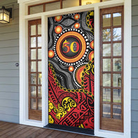 Celebrating 50 Years Papua New Guinea Door Cover Aboriginal Mix Papuan Pattern - Polynesian Pride