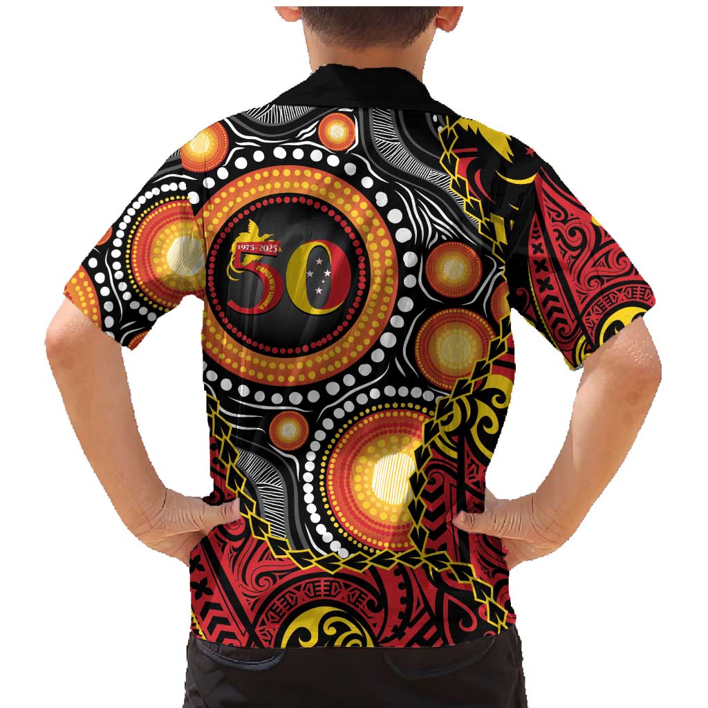 Celebrating 50 Years Papua New Guinea Family Matching Mermaid Dress and Hawaiian Shirt Aboriginal Mix Papuan Pattern LT14 - Polynesian Pride