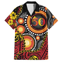 Celebrating 50 Years Papua New Guinea Family Matching Short Sleeve Bodycon Dress and Hawaiian Shirt Aboriginal Mix Papuan Pattern LT14 Dad's Shirt - Short Sleeve Red - Polynesian Pride