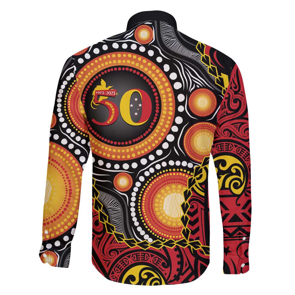 Celebrating 50 Years Papua New Guinea Family Matching Summer Maxi Dress and Hawaiian Shirt Aboriginal Mix Papuan Pattern - Polynesian Pride