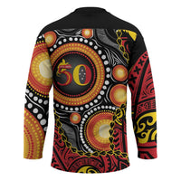 Celebrating 50 Years Papua New Guinea Hockey Jersey Aboriginal Mix Papuan Pattern - Polynesian Pride