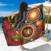 Celebrating 50 Years Papua New Guinea Sarong Aboriginal Mix Papuan Pattern LT14 One Size 44 x 66 inches Red - Polynesian Pride