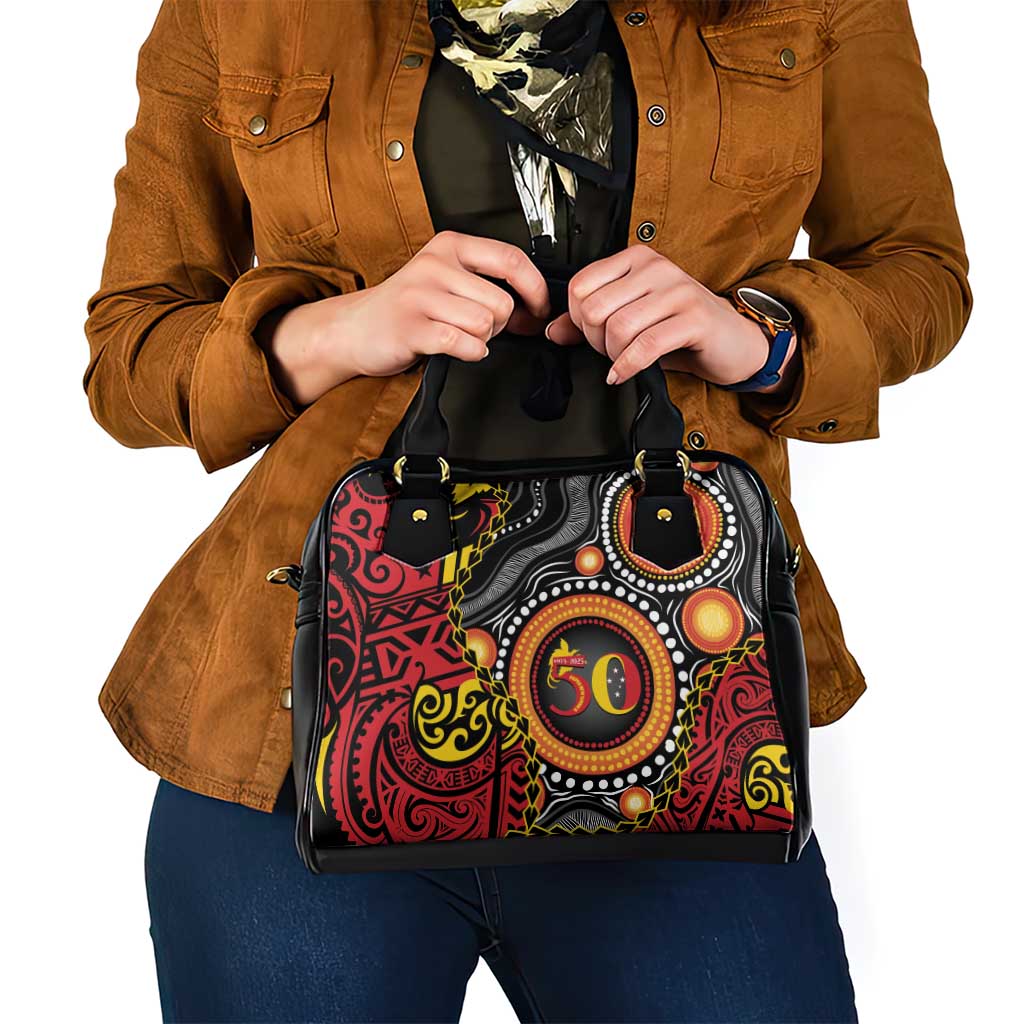 Celebrating 50 Years Papua New Guinea Shoulder Handbag Aboriginal Mix Papuan Pattern - Polynesian Pride