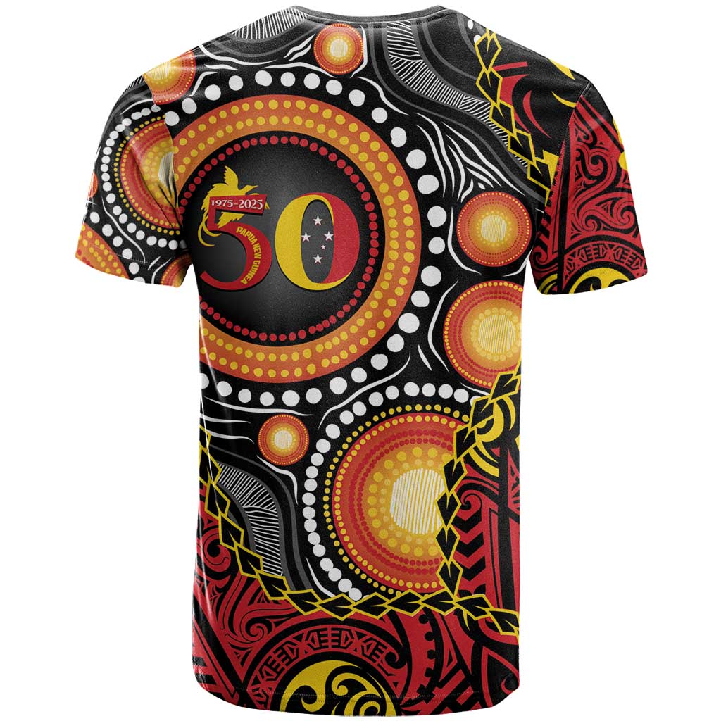 Celebrating 50 Years Papua New Guinea T Shirt Aboriginal Mix Papuan Pattern LT14 - Polynesian Pride