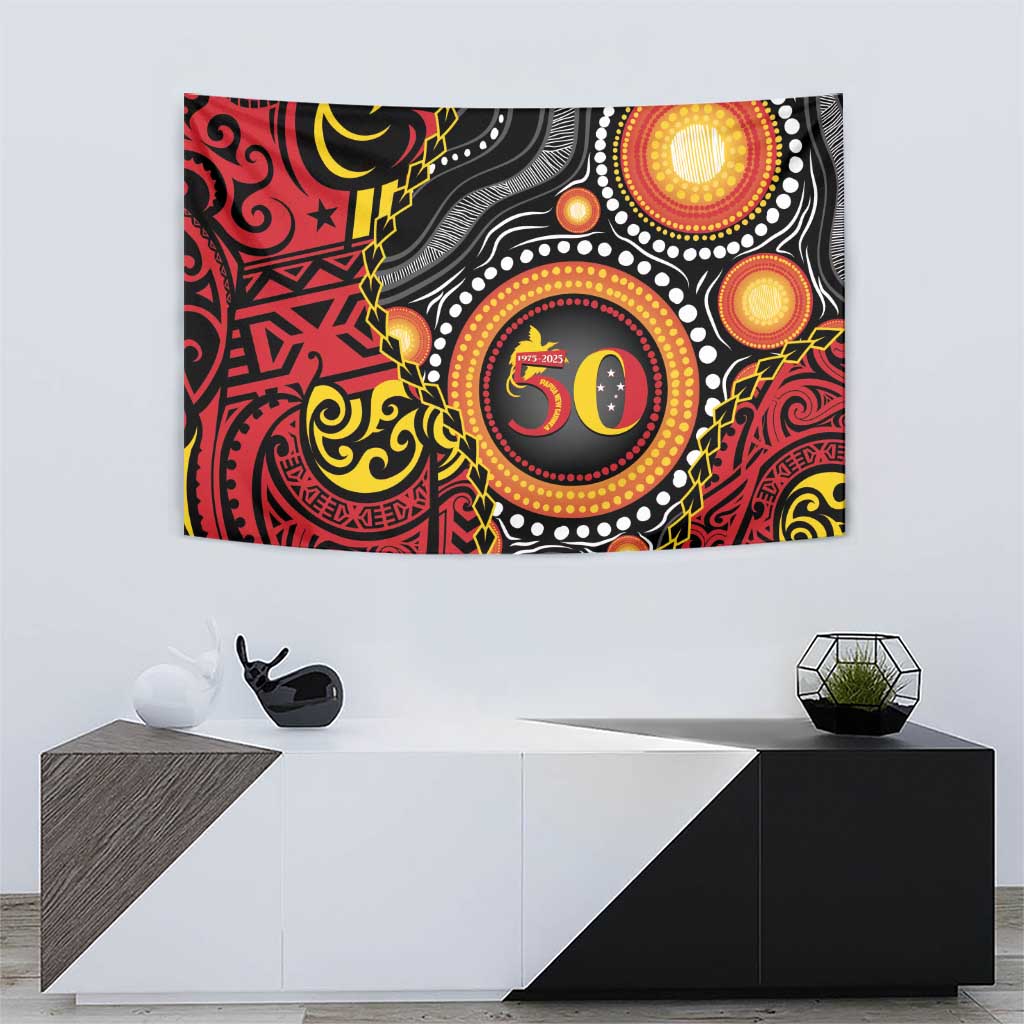 Celebrating 50 Years Papua New Guinea Tapestry Aboriginal Mix Papuan Pattern - Polynesian Pride
