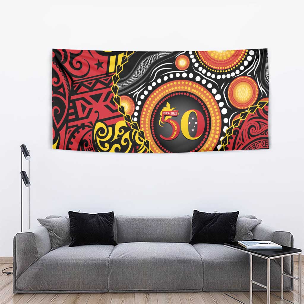 Celebrating 50 Years Papua New Guinea Tapestry Aboriginal Mix Papuan Pattern - Polynesian Pride
