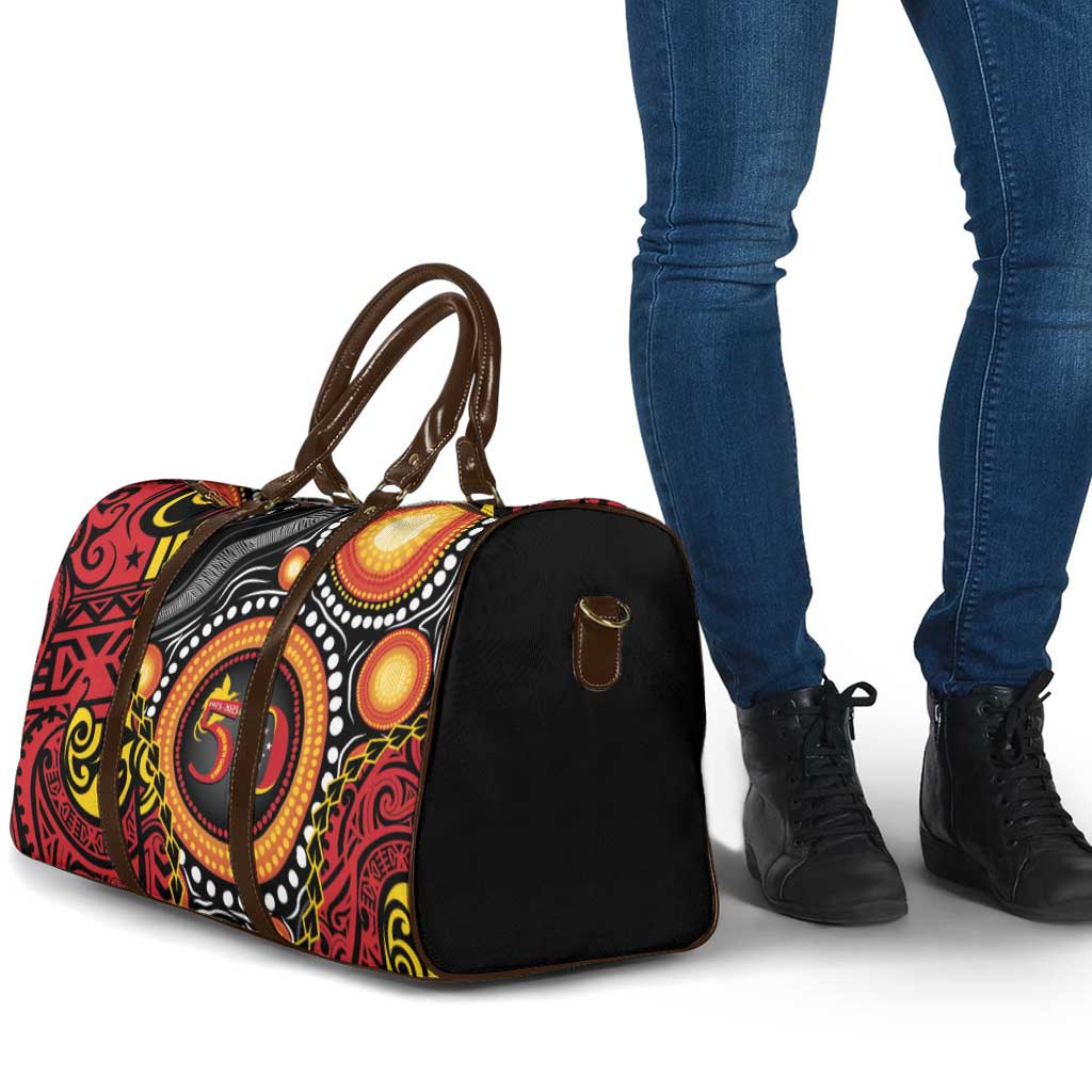 Celebrating 50 Years Papua New Guinea Travel Bag Aboriginal Mix Papuan Pattern - Polynesian Pride