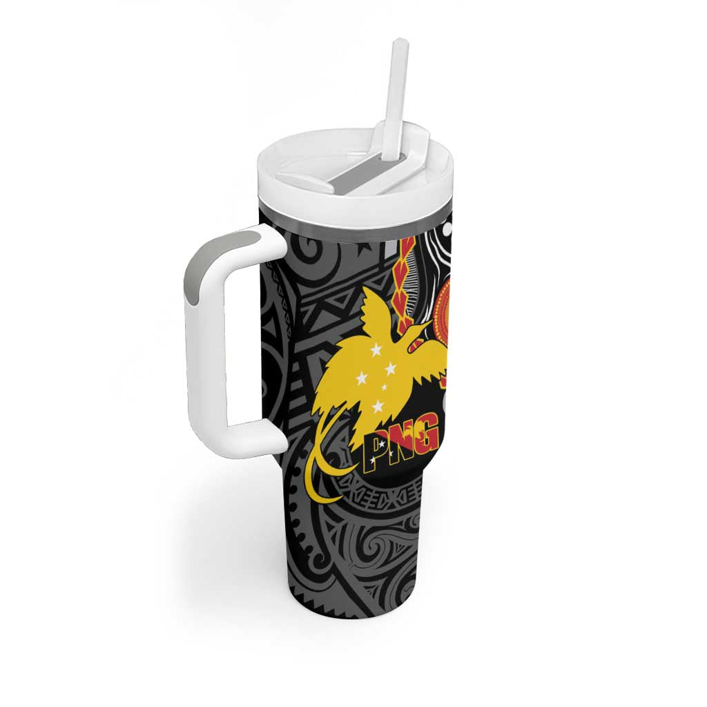 Celebrating 50 Years Papua New Guinea Tumbler With Handle Aboriginal Mix Papuan Pattern - Polynesian Pride