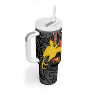 Celebrating 50 Years Papua New Guinea Tumbler With Handle Aboriginal Mix Papuan Pattern - Polynesian Pride