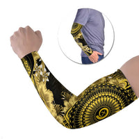 Vanuatu Arm Sleeves Hibisus Polynesian Pattern Gold LT14 Set of 2 Gold - Polynesian Pride