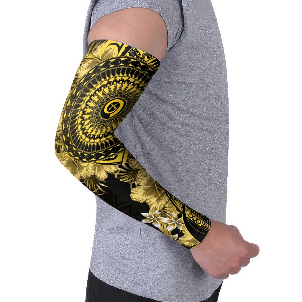 Vanuatu Arm Sleeves Hibisus Polynesian Pattern Gold LT14 - Polynesian Pride