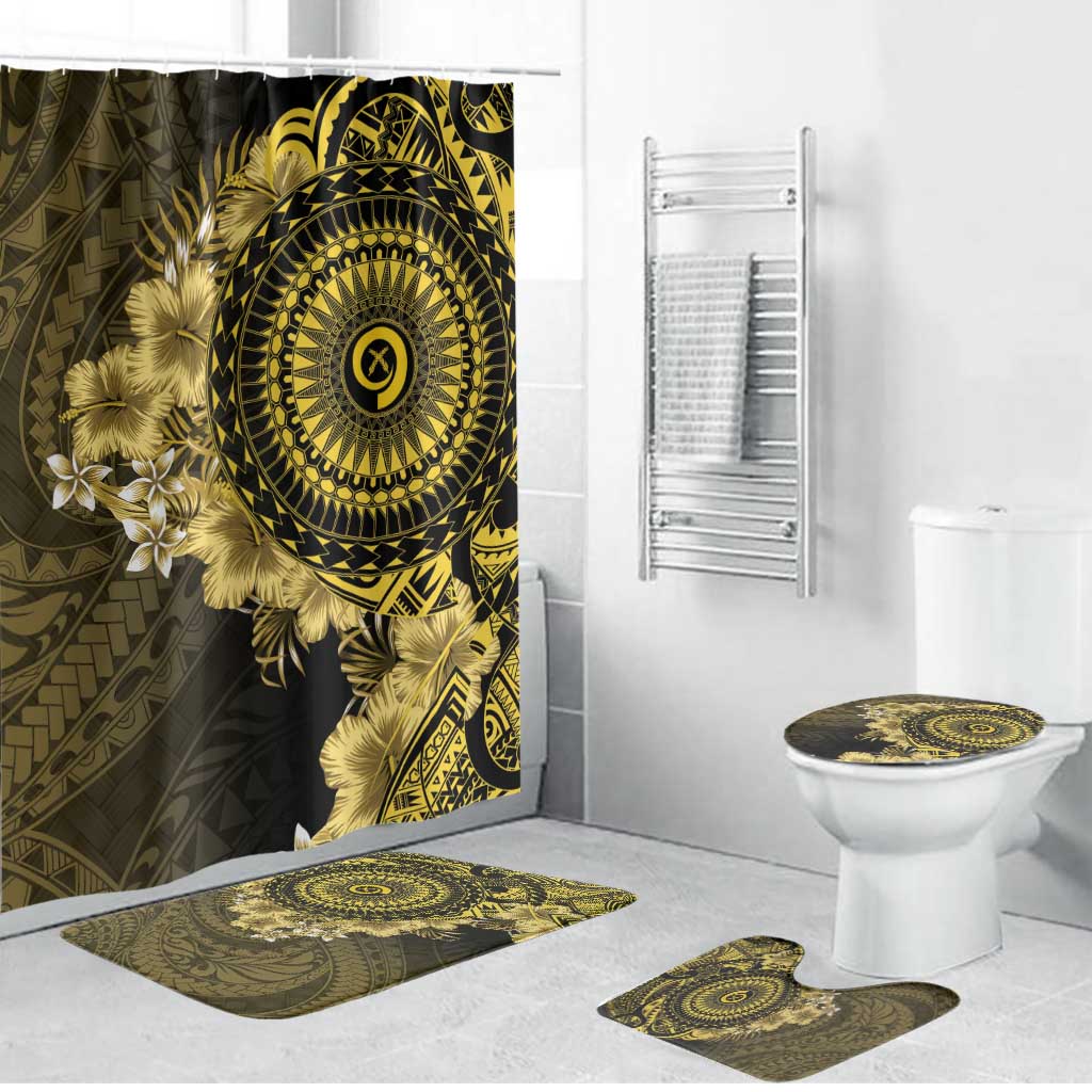 Vanuatu Bathroom Set Hibisus Polynesian Pattern Gold - Polynesian Pride