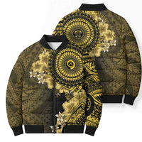 Vanuatu Bomber Puffer Jacket Hibisus Polynesian Pattern Gold - Polynesian Pride