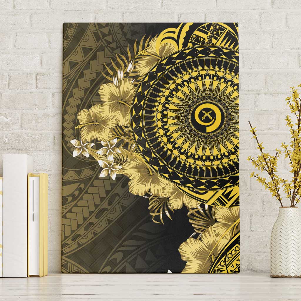 Vanuatu Canvas Wall Art Hibisus Polynesian Pattern Gold - Polynesian Pride