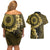 Vanuatu Couples Matching Off Shoulder Short Dress and Hawaiian Shirt Hibisus Polynesian Pattern Gold - Polynesian Pride