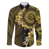 Vanuatu Family Matching Off Shoulder Short Dress and Hawaiian Shirt Hibisus Polynesian Pattern Gold - Polynesian Pride