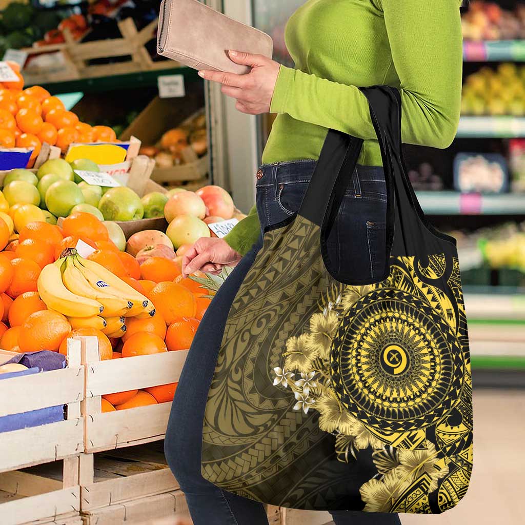Vanuatu Grocery Bag Hibisus Polynesian Pattern Gold LT14 - Polynesian Pride