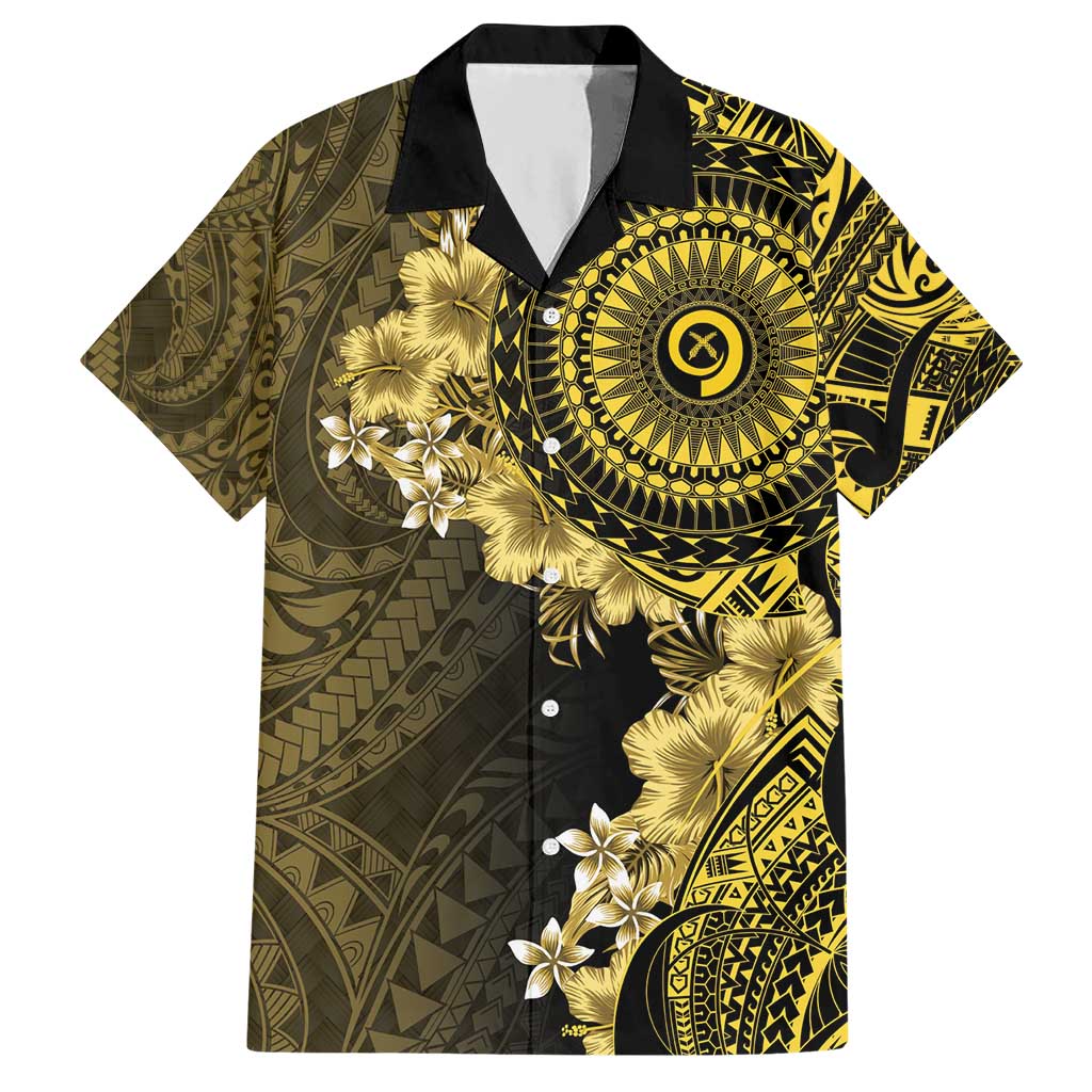 Vanuatu Hawaiian Shirt Hibisus Polynesian Pattern Gold - Polynesian Pride