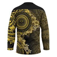Vanuatu Hockey Jersey Hibisus Polynesian Pattern Gold - Polynesian Pride