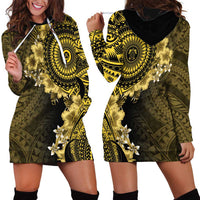 Vanuatu Hoodie Dress Hibisus Polynesian Pattern Gold - Polynesian Pride