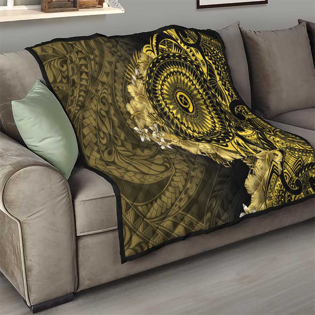 Vanuatu Quilt Hibisus Polynesian Pattern Gold - Polynesian Pride