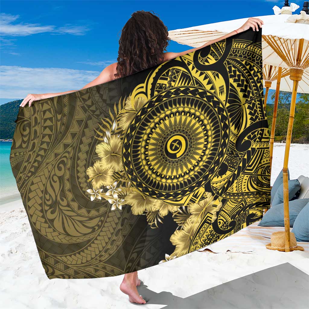 Vanuatu Sarong Hibisus Polynesian Pattern Gold LT14 One Size 44 x 66 inches Gold - Polynesian Pride