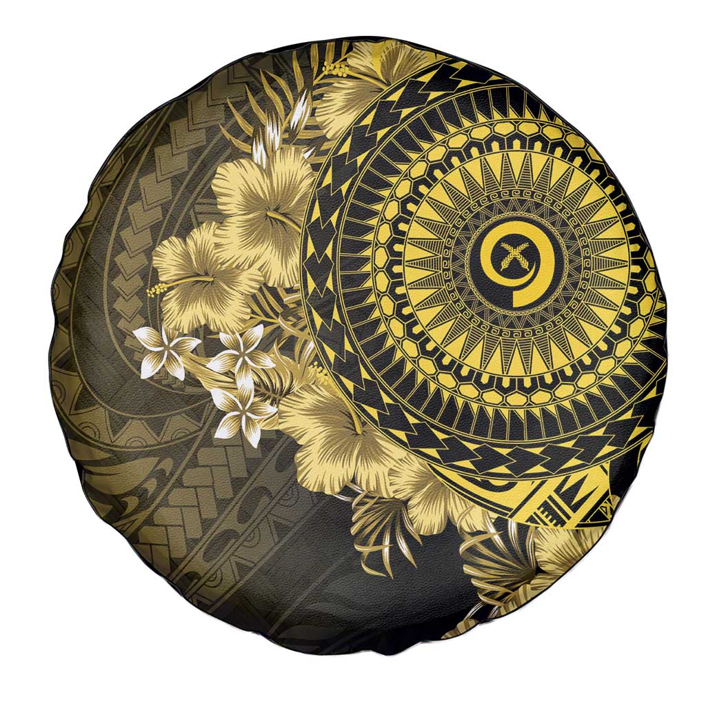 Vanuatu Spare Tire Cover Hibisus Polynesian Pattern Gold - Polynesian Pride