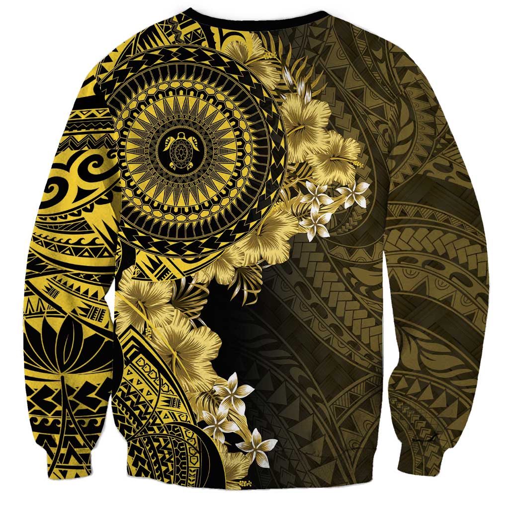 Vanuatu Sweatshirt Hibisus Polynesian Pattern Gold - Polynesian Pride