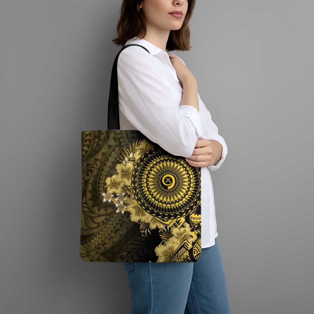 Vanuatu Tote Bag Hibisus Polynesian Pattern Gold - Polynesian Pride