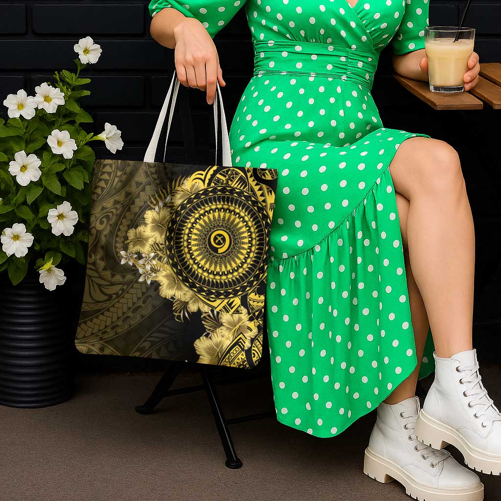 Vanuatu Tote Bag Hibisus Polynesian Pattern Gold - Polynesian Pride