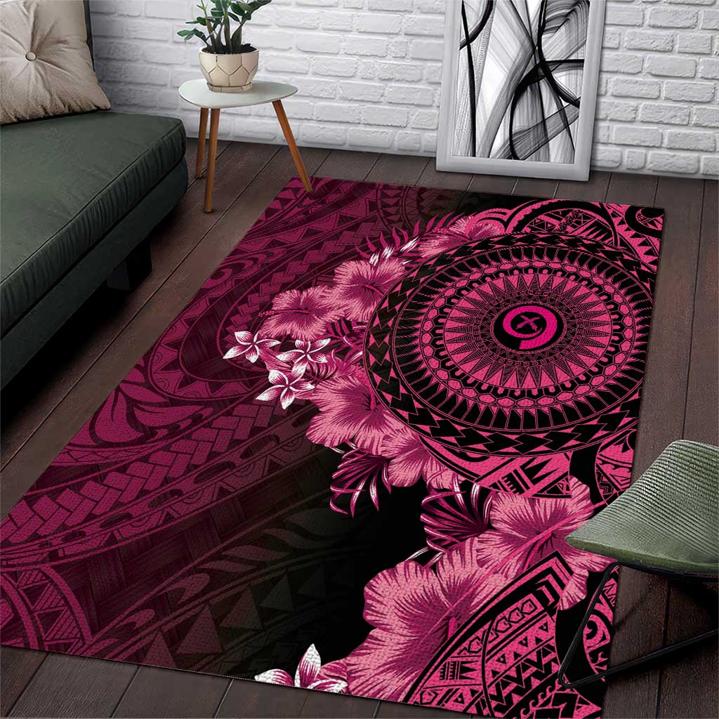 Vanuatu Area Rug Hibisus Polynesian Pattern Pink LT14 Pink - Polynesian Pride