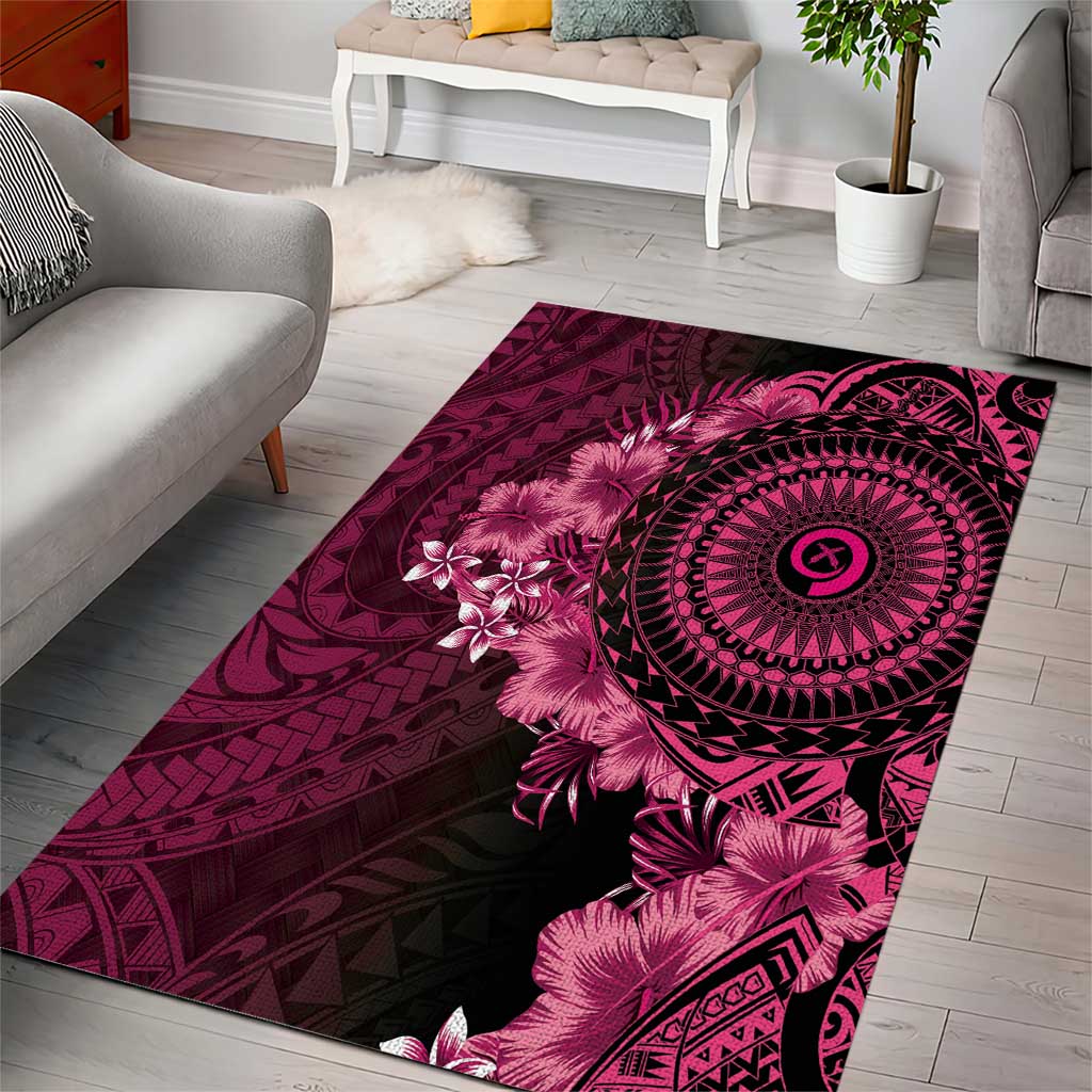 Vanuatu Area Rug Hibisus Polynesian Pattern Pink LT14 - Polynesian Pride