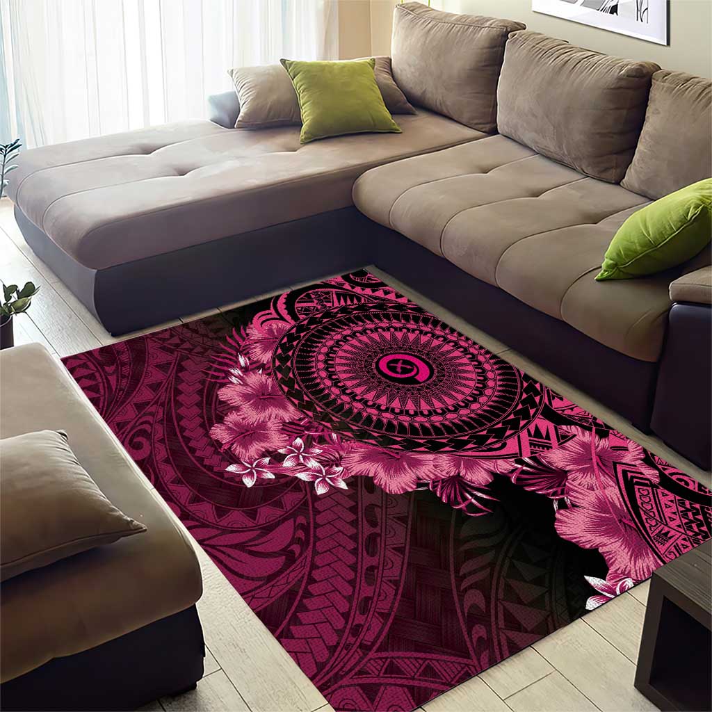 Vanuatu Area Rug Hibisus Polynesian Pattern Pink LT14 - Polynesian Pride