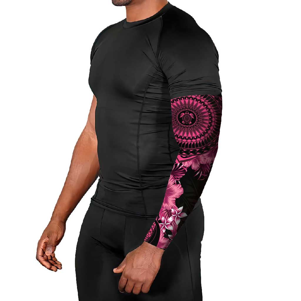 Vanuatu Arm Sleeves Hibisus Polynesian Pattern Pink LT14 - Polynesian Pride