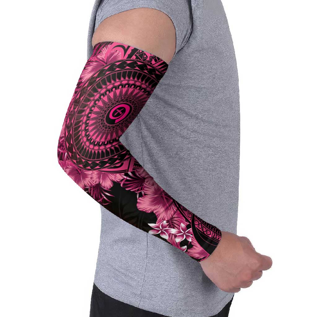 Vanuatu Arm Sleeves Hibisus Polynesian Pattern Pink LT14 - Polynesian Pride